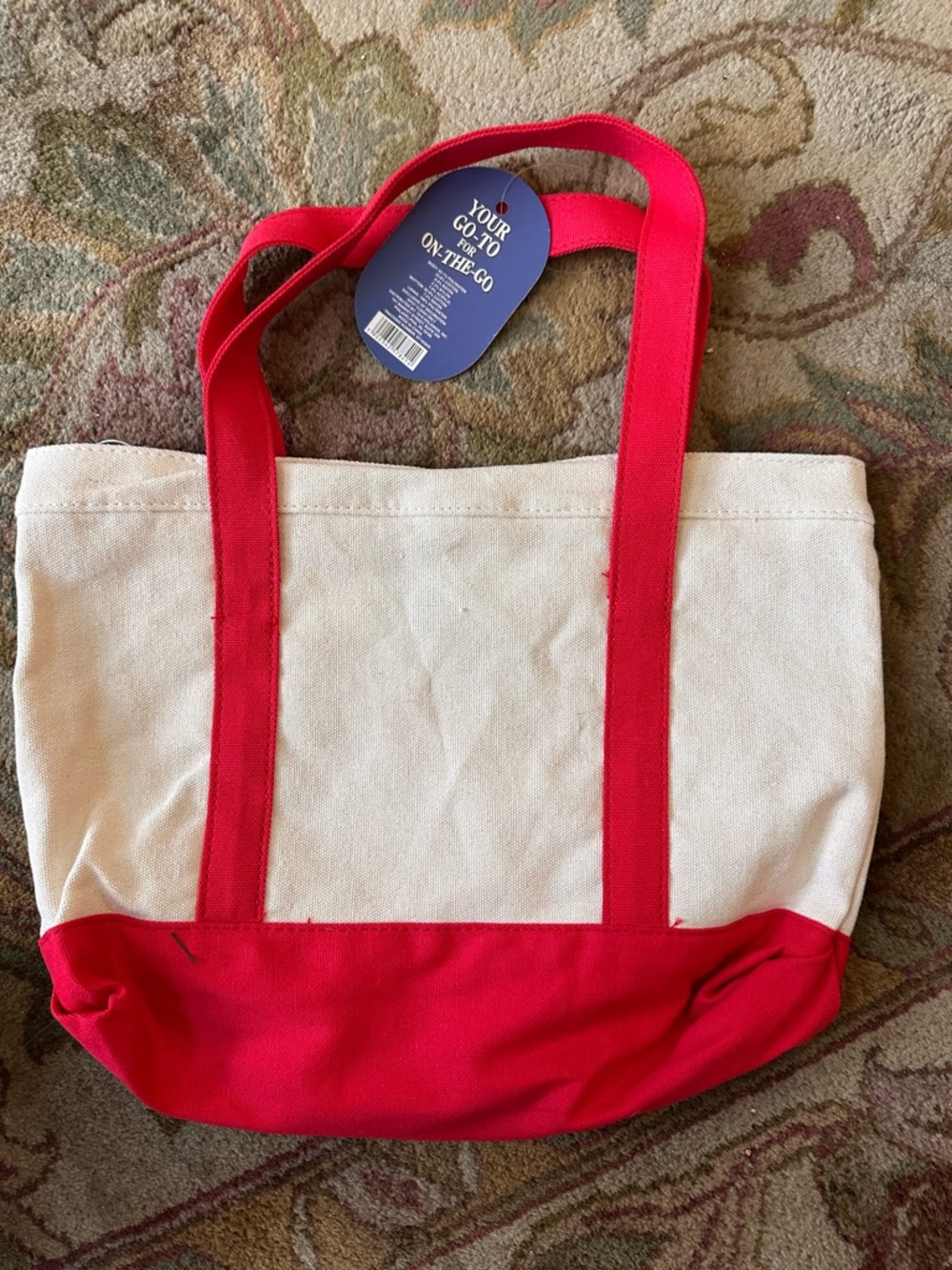 Canvas Mini Tote Bag Red Crab Nautical Beach Charm Small Tote NWT - Picture 2 of 5